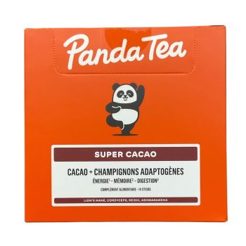 Super Kakao + adaptogene Pilze Panda Tea - Box mit 14 Sticks