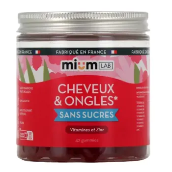 Haare und Nägel ohne Zucker Mium Lab - Dose mit 42 Gummies