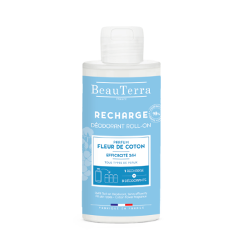Recharge déodorant Fleur de coton roll-on Beauterra - flacon de 150ml