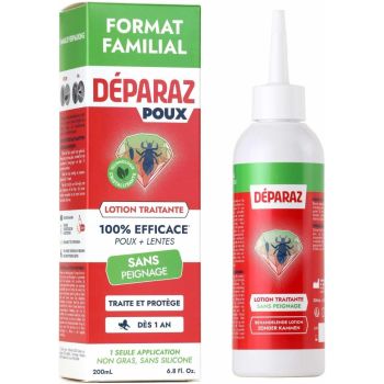 Déparaz Behandlungslotion gegen Läuse + Nissen ohne Kämmen - Flasche mit 200 ml