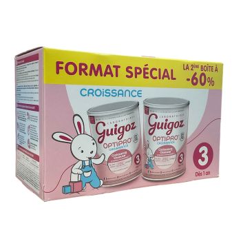 Optipro Wachstumpulver 3 ab 1 Jahr Guigoz - 2er Pack mit 780g Dosen