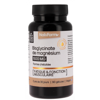Bisglycinat Magnesium 1500mg Nat&Form - Dose von 90 Kapseln