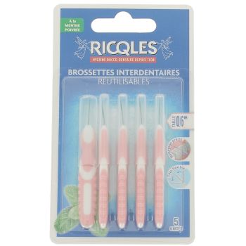 Interdentalbürsten 0,6 mm Ricqles - 5 wiederverwendbare Bürsten