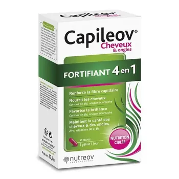 Capileov Stärkend 4 in 1 Haare und Nägel Nutreov - Packung mit 30 Kapseln