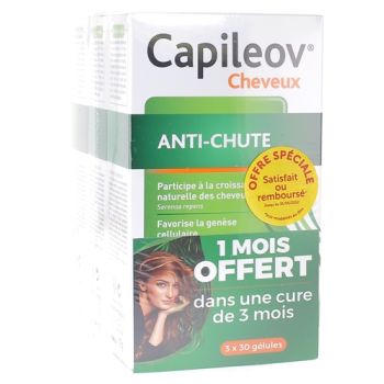 Capileov Anti-Haarausfall doppelte Wirkung Nutreov - Packung mit 90 Kapseln für 3 Monate, davon 1 Monat geschenkt