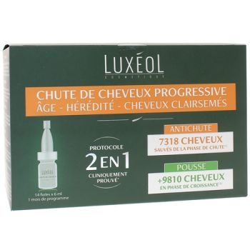 Haarausfall progressiv 2 in 1 Luxéol - Box mit 14 Ampullen
