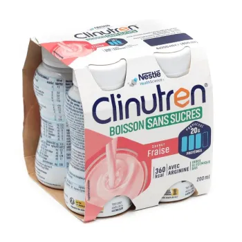 Clinutren Getränk ohne Zucker Erdbeere Nestlé - 4 Flaschen à 200 ml