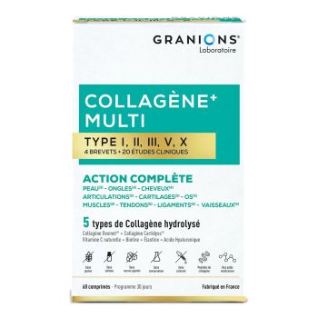 Kollagen + Multi Typ I, II, III, V, X Granions - Packung mit 60 Tabletten