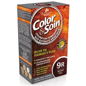 Farbe & Pflege permanente Haarfarbe Feuerrot 9R Les 3 Chênes - 1 Set