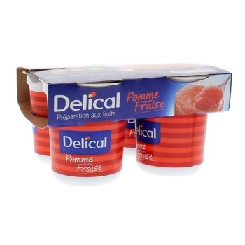 Nutra'pote Dessert mit Früchten Apfel Erdbeere Delical - 4er Pack mit 200g Bechern
