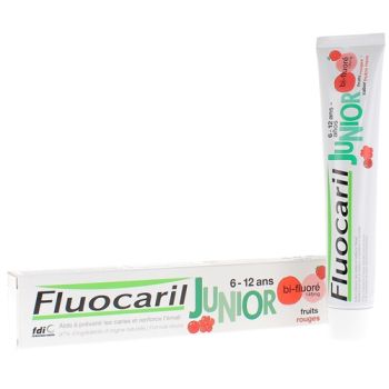 Junior-Zahnpasta für erste bleibende Zähne mit roten Früchten Fluocaril - Tube mit 75 ml