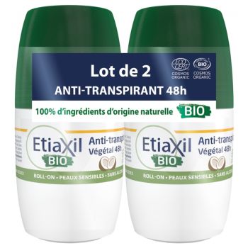Bio pflanzliches Antitranspirant Deodorant mit Kokosduft Etiaxil - 2er Pack 50ml Roll-ons