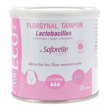 Florgynal probiotisches Tampon normal Eco-Format Saforelle - Packung mit 22 Tampons