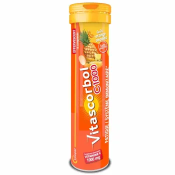 Vitascorbol C1000mg Geschmack Orange Ananas ohne Zucker Cooper - Tube mit 15 Brausetabletten