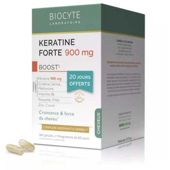 Keratine Forte 900mg Biocyte - Packung mit 180 Kapseln