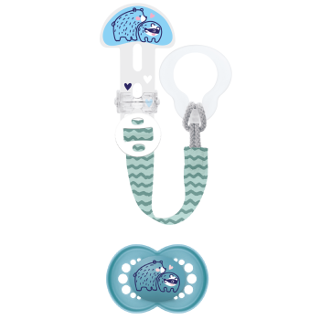 Schnuller aus Silikon Original Nature + Schnullerband ab 18 Monaten Mam - ein Set