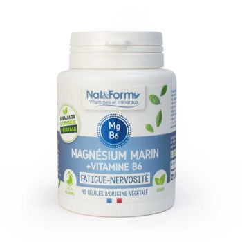 Meeresmagnesium + Vitamin B6 Müdigkeit und Nervosität Nat&Form - Packung mit 40 Kapseln