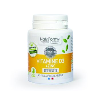 Vitamin D3 + Zinc Nat&Form - Packung mit 60 Kapseln