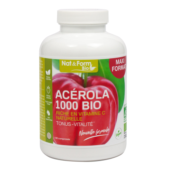 Acerola 1000 bio Nat&Form - Packung mit 100 Tabletten