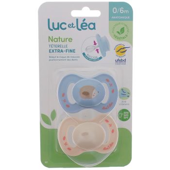Natur Schnuller anatomisch extra dünn 0-6 Monate Igel & beige Luc und Léa - 2er Pack Schnuller