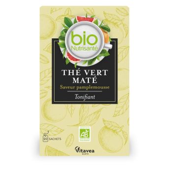 Nutrisanté Grüner Tee Mate Grapefruit Bio Vitavea - Schachtel mit 20 Beuteln