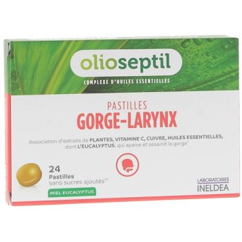 Olioseptil Halspastillen Larynx Honig Eukalyptus - Packung mit 24 Pastillen