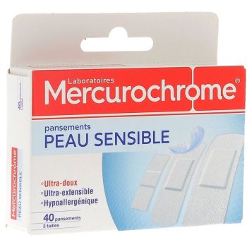 Pflaster für empfindliche Haut Mercurochrome - Packung mit 40 Pflastern