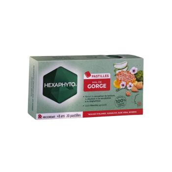Hexaphyto Halsschmerztabletten - Packung mit 20 Tabletten