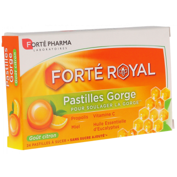 Forté Royal Pastillen zur Linderung des Halses mit Zitronengeschmack Forté Pharma - Packung mit 24 Pastillen