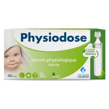 Physiodose sterile physiologische Lösung Gilbert - Packung mit 40 pflanzlichen Einzeldosen zu je 5 ml