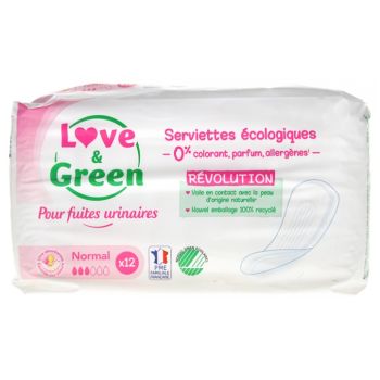 Ökologische Slipeinlagen für normale Harninkontinenz Love & Green - Packung mit 12 Slipeinlagen
