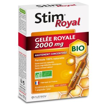Stim Royal Gelée Royale 2000 mg Bio Nutreov - Schachtel mit 20 Ampullen