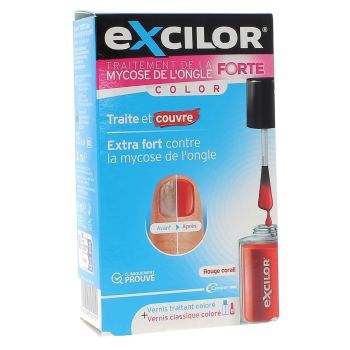 Behandlung von Nagelpilz Forte Color Korallenrot Excilor - Flasche mit 30 ml