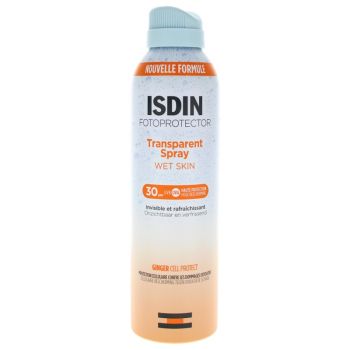 Spray-Sonnencreme Transparent Wet Skin SPF30 Fotoprotector Isdin - Flasche mit 250ml