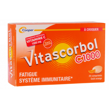Vitascorbol C1000 Vitamin C Cooper - Packung mit 20 Kaudabletten