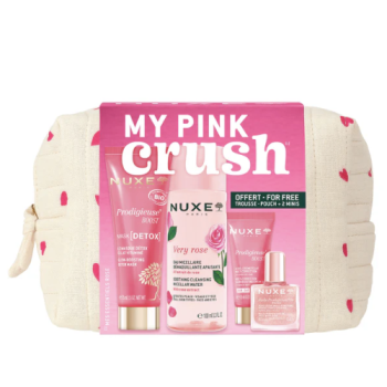 Tasche my pink crush meine Essentials Nuxe - Tasche mit 2 Produkten + 2 Miniaturen geschenkt