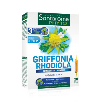 Griffonia Rhodiola Bio Stimmungsausgleich Santarome - Packung mit 20 Ampullen