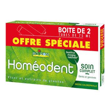 Zahnpasta für die umfassende Pflege von Zähnen und Zahnfleisch mit Chlorophyllaroma Homéodent Boiron - Packung mit 2 x 75 ml