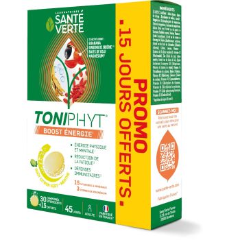 Toniphyt Boost Geschmack Limette Minze Gesundheit Grün - 30 Brausetabletten + 15 gratis