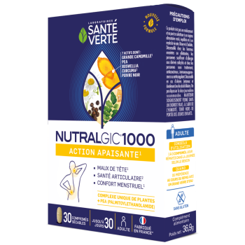 Nutralgic 1000 beruhigende Wirkung Gesundheit Grün - Packung mit 30 Tabletten