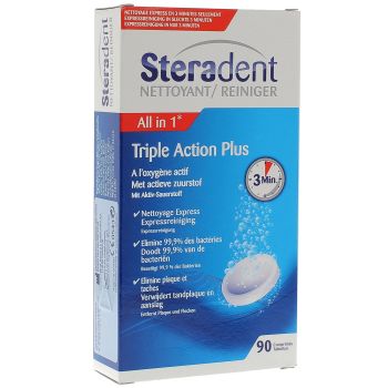 Steradent Triple Action Plus Reinigungstabletten - Packung mit 90 Tabletten
