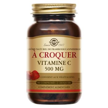 Vitamin C 500 Geschmack Himbeere/Preiselbeere Solgar - Dose mit 90 Kaudabletten