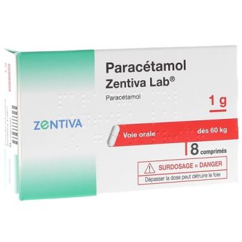 Paracetamol 1000 mg Zentiva Lab - Packung mit 8 Tabletten