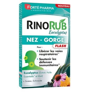 RinoRub Eukalyptus Nase und Hals Flash Forté Pharma - Packung mit 15 Tabletten