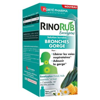 RinoRub Eukalyptus Trinksirup für Bronchien und Hals Forté Pharma - Flasche mit 120ml