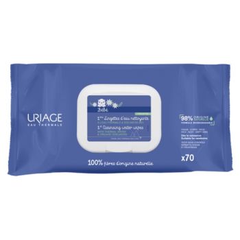 1. Reinigungst&uuml;cher mit Wasser von Uriage - Packung mit 70 T&uuml;chern