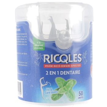 2 in 1 Zahnseide & Zahnstocher Ricqles - 50 Einheiten