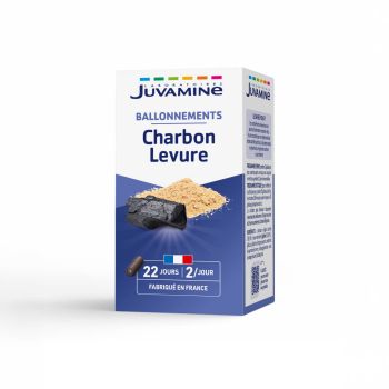 Kohle Hefe Gas Darm Juvamine - Packung mit 45 Kapseln