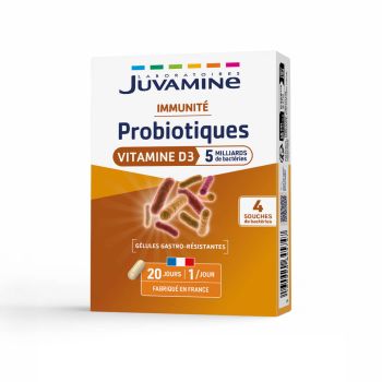 Probiotika Vitamin D3 Juvamine - Packung mit 20 Kapseln