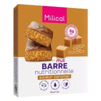 Milical Proteinriegel mit Karamellgeschmack - Packung mit 6 Riegeln